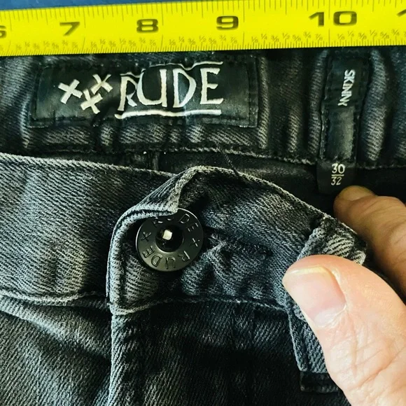RUDE Mens Skinny Black Jeans 30 x 32 - Picture 3 of 15